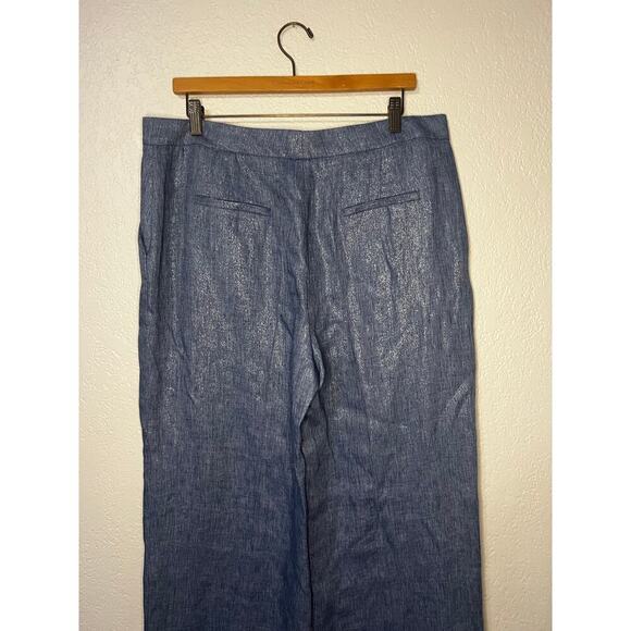 Zara Linen Pants, blue with sparkles size XL - Picture 5 of 7